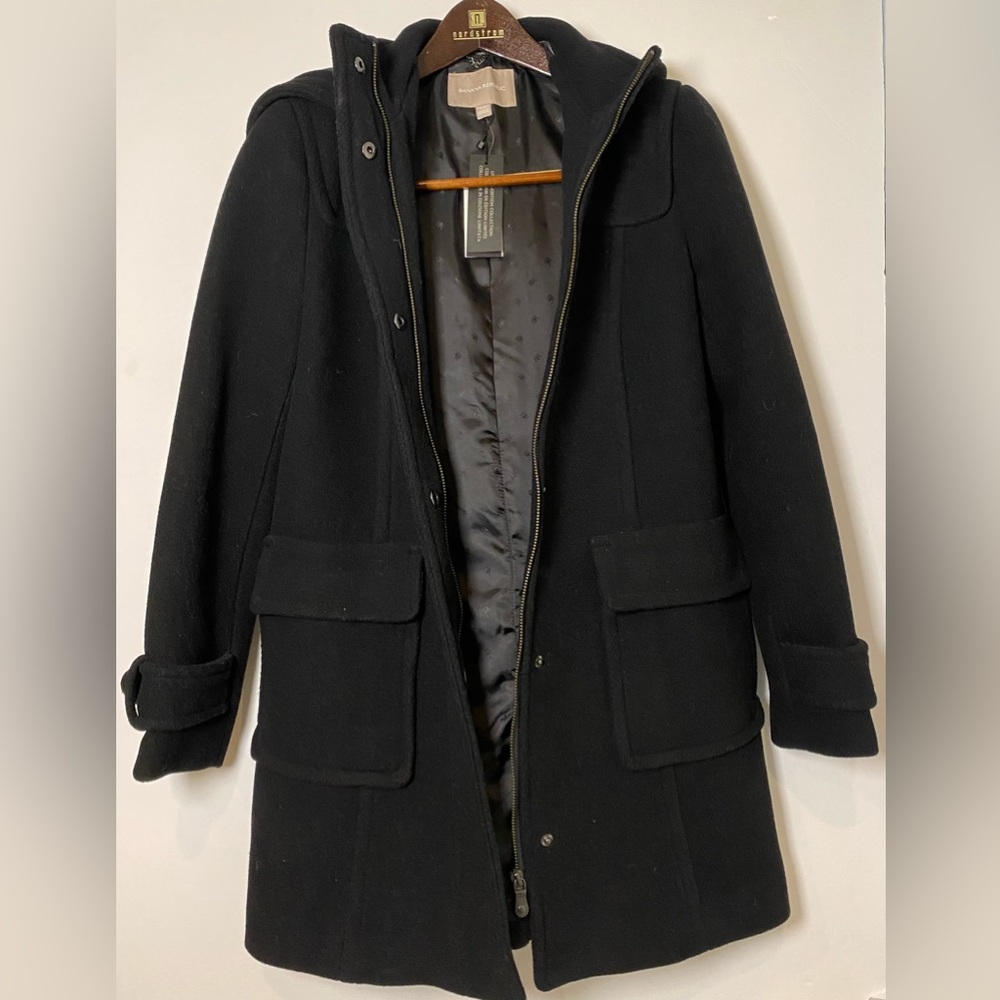Banana Republic Black Hooded Coat (Size XS)